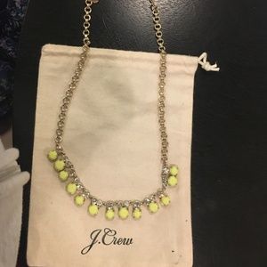 JCrew Neon Yellow and Crystal Necklace